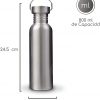 Bazzeff Bote de agua de acero inoxidable con capacidad de 800 ml. Botella:Termo acero inoxidable para cualquier tipo de bebida fría o caliente para uso casual o deportivo